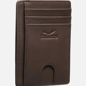 💜NEW💜 GENUINE LEATHER BROWN RFID BLOCKING SECURITY CREDIT CARD HOLDER/WALLET